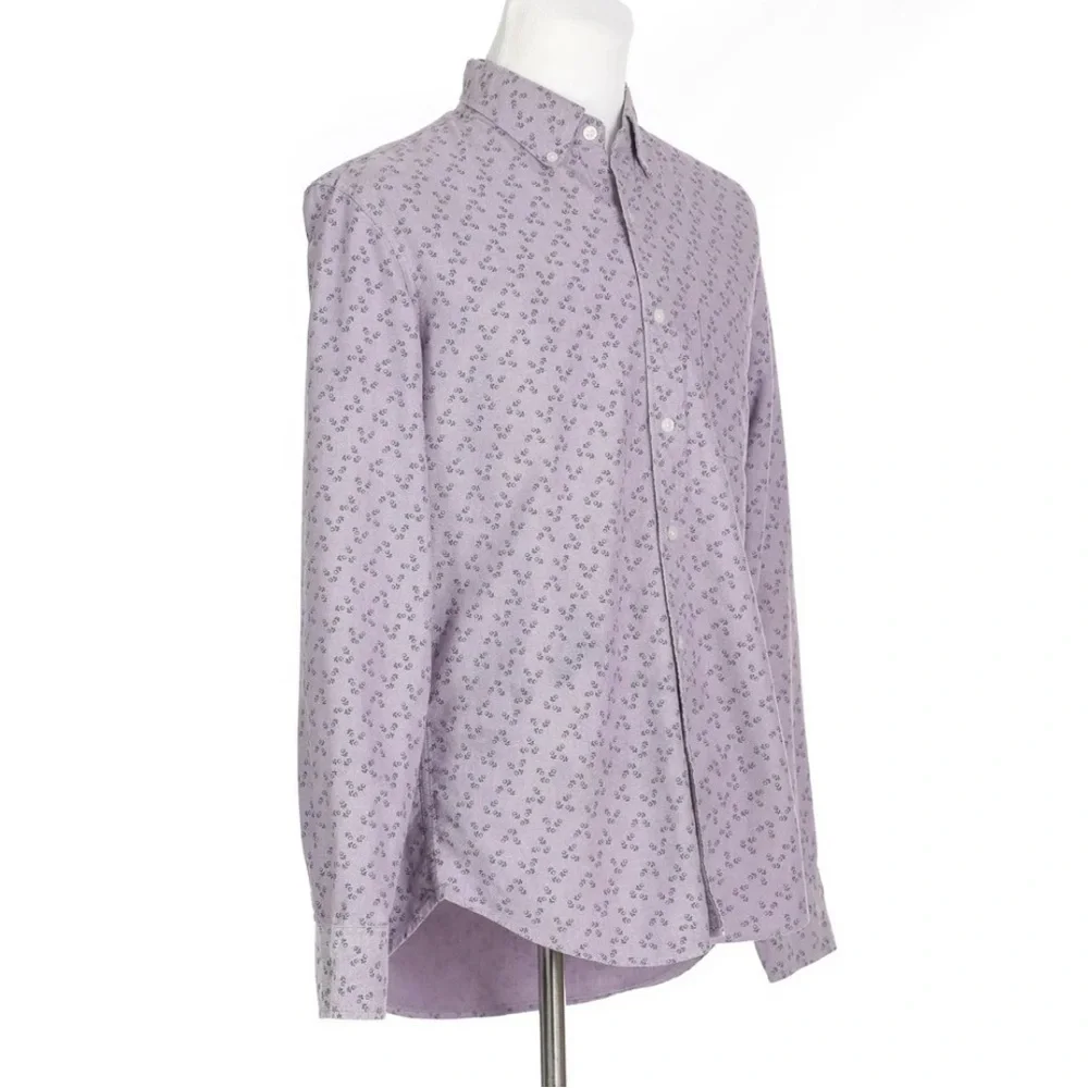 J Crew Flex Purple Button Front Long Sleeve Shirt‎ Mens XL, 17.5, Style H4730